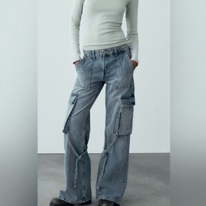 Stylish Blue Cargo Jeans zara